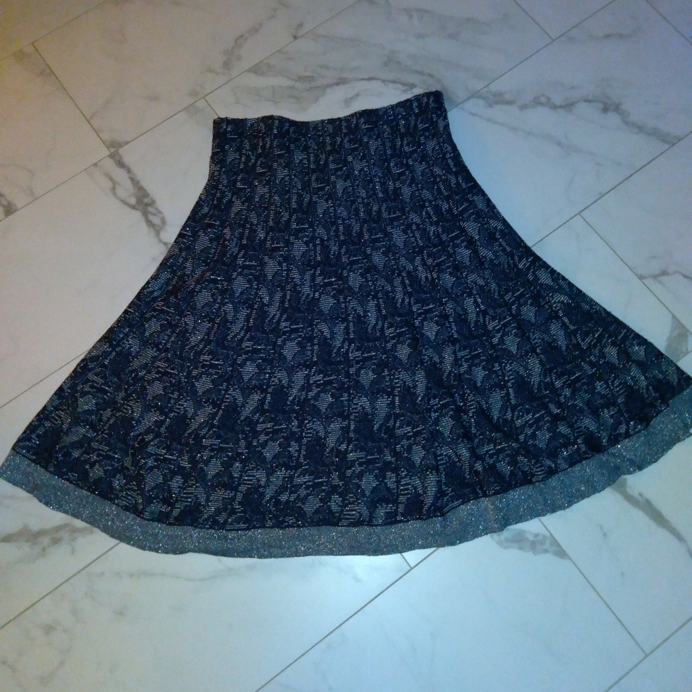 Coldwater Creek Skirt - Size L (14-16); Color: Navy & Silver